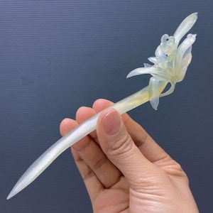 Orchid Grass Hairpin, Orchid Grass Hair Stick, Xiu Jade Hairpin, Certificate Natural Xiu Jade, Elegant Orchid Grass Hair Pin, Gift for Her