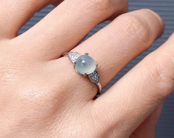 Big Jade Ring Haze Translucent Fine Textured Natural Jadeite