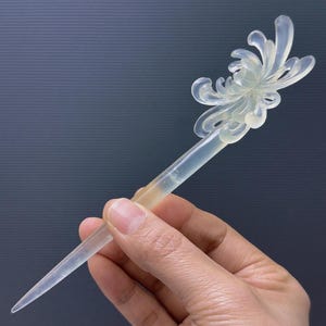 Chrysanthemum Jade Hair, Certificate Natural Xiu Jade, Chrysanthemum Flower Hair Stick, Xiu Jade Hairpin, Antique Jade Hairpin, Gift for Her