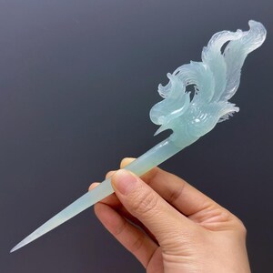 Phoenix Jade Hairpin, Certificate Natural Xiu Jade, Phoenix Hair Stick, Natural Freshwater Blue, Antique Hairpin, Bird Hairpin, Gift for Her