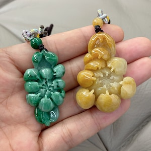 Burmese Jadeite Lotus Pendant: Grade A Jade Necklace