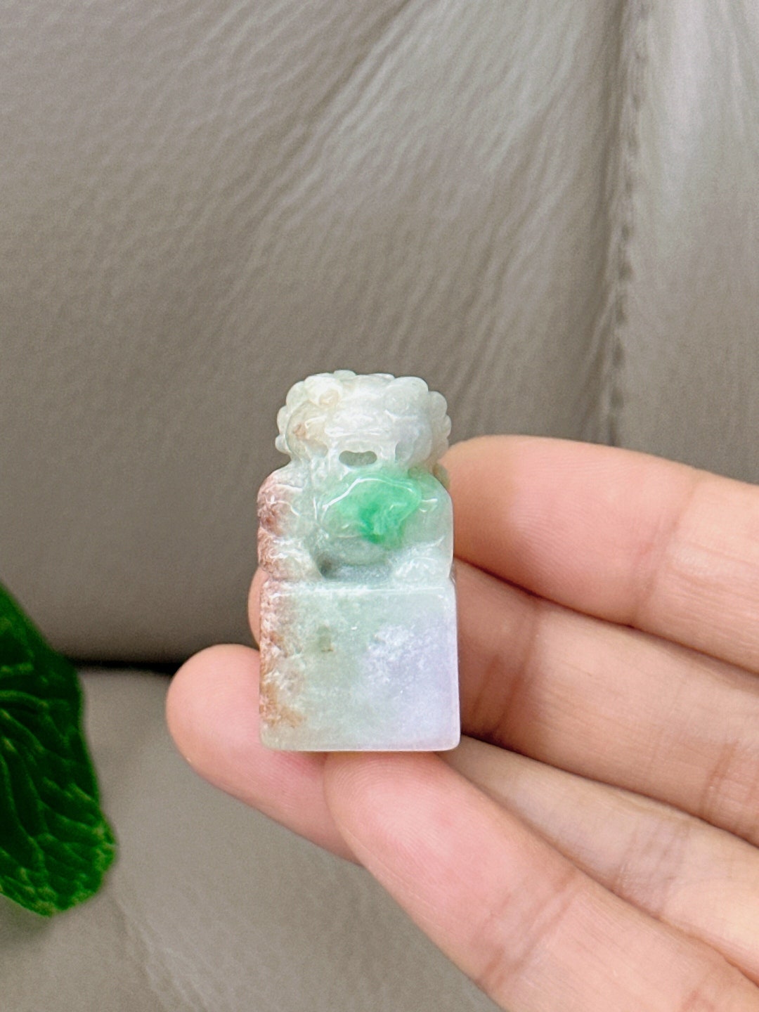Auspicious Lion Jadeite Pendant, Jade Lion Necklace, Genuine