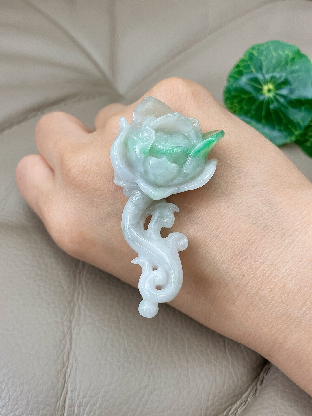 Lotus Jade Pendant, Jadeite Jade Pendant, Certified Grade A Jade, Type