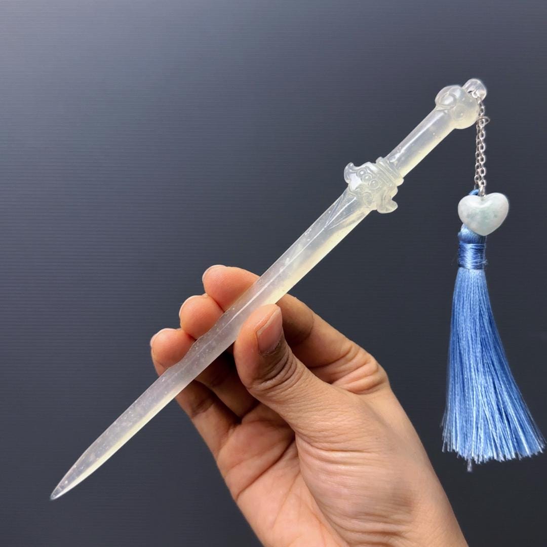 Sword Jade Hairpin: Hand Carved Snowflake Xiu Jade Hair Stick - Etsy