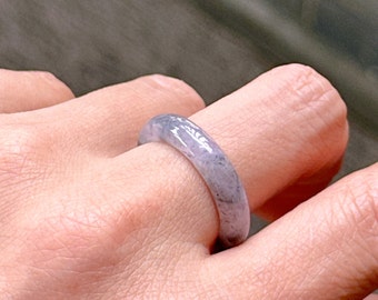 Burmese Jadeite Ring: Natural Grade A Lavender Jade, US Size 7