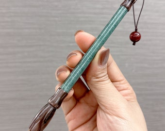 Chinese Brush Pen, Jadeite Jade, Certificate Grade A Jadeite, Natural Burma Jade, Hand Made, Chinese Calligraphy Brush