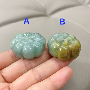 Pumpkin Jadeite Jade Statue , Pumpkin Jade Statue, Natural Grade A Jade, Untreated Burma Jadeite, Hand Carved