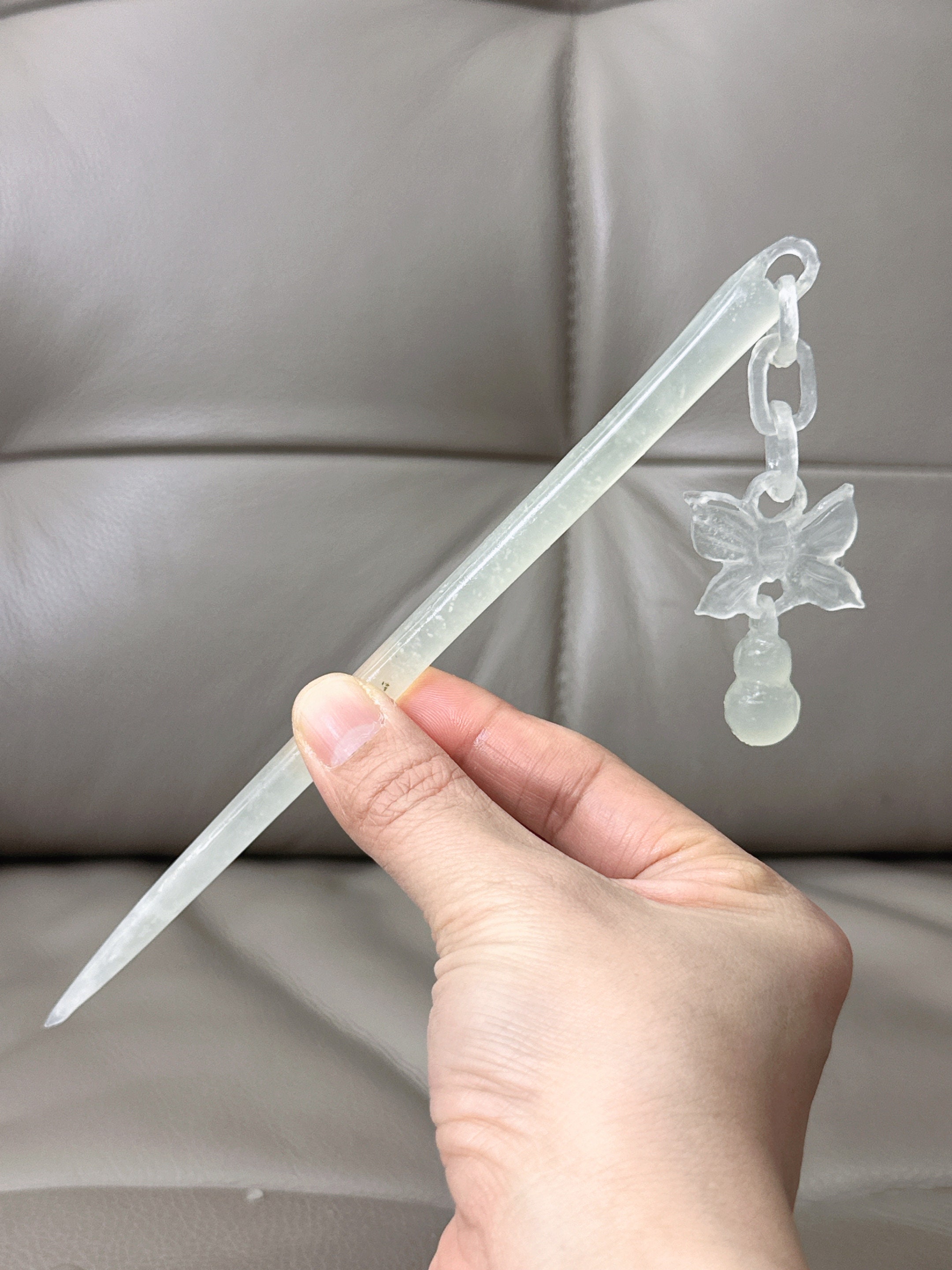 Stick Xiu Jade Hairpin, Butterfly Jade Hairpins, Untreated Natrual Jade Hairpin, Stick Jade Hair Stick, Hand Carved, with Certificate