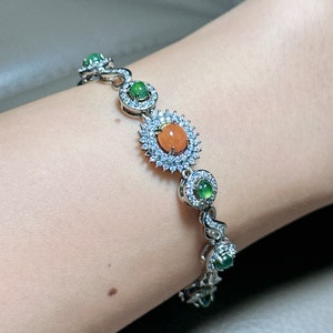 Jadeite Jade Bracelet,  Untreated Burma Jadeite Jade Cabochons Bracelet, Grade A Jadeite, Typa A Jadeite