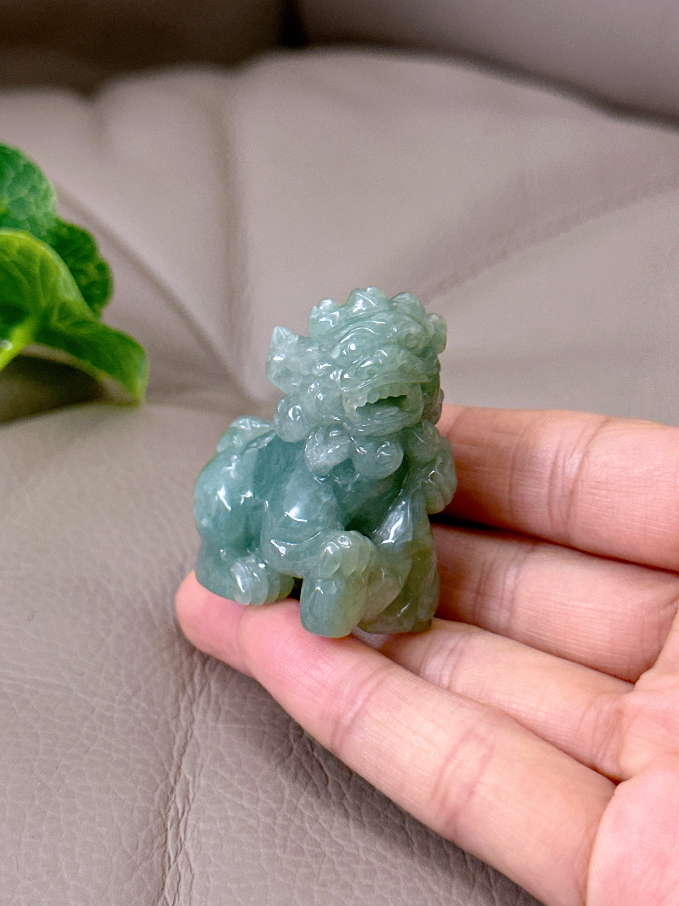 Auspicious Lion Jadeite Jade Statue Jade Lion Statue Etsy