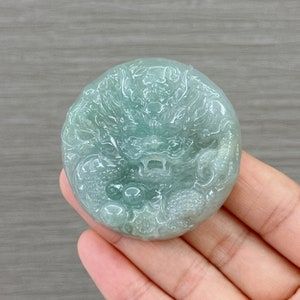Chinese Dragon Jadeite Pendant, Dragon Necklace, Certificate Grade A Jadeite, Hand Carved, Gemstone Burma Jadeite, Feng Shui Pendant