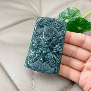 Chinese Dragon Jadeite Necklace, Dragon Jadeite Pendant,Natural Certified Grade A Jade, Untreated  Guatemala Jadeite
