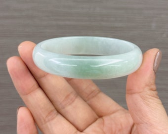 55.12mm Natural Burmese Jadeite Bangle: Pale Green Fei Cui