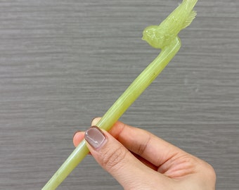 Bird Jade Hair Pin, Untreated Natrual Xiu Jade, Bird Jade Hair Stick, with Certificate, Korean hairpin,  Hanfu Hair Stick, Bird Hair Stick