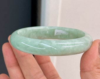 58.76mm Light Apple Green Jadeite Bangle: Burmese Fei Cui Jade