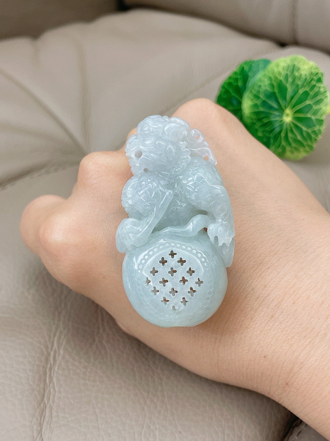 Lion Jadeite Necklace, Lion Jadeite Jade Pendant, Fui Cui Jade Pendant