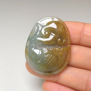 M Jadeite,  Fish Ruyi Jade Jadeite Pendant,  Natural Grade A Jade, Hand Carved, Chinese Artwork, Burmese Jadeite