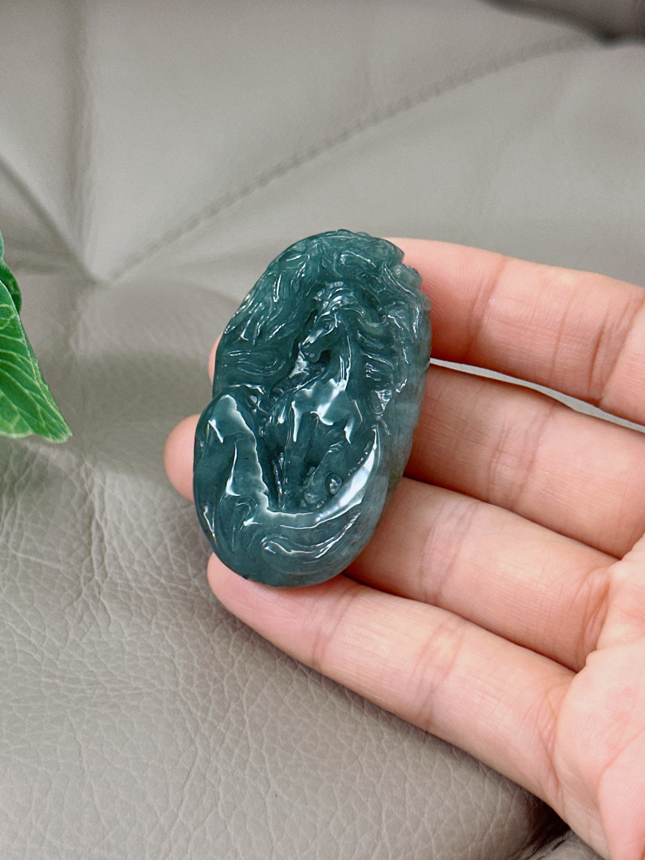 Jade Horse Pendant Horse Jadeite Jade Necklace Grade A Jade Etsy