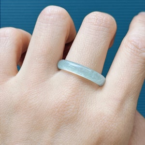 Grade A Burma Jadeite Ring: Pale Green Fei Cui Jewelry, US Size 8