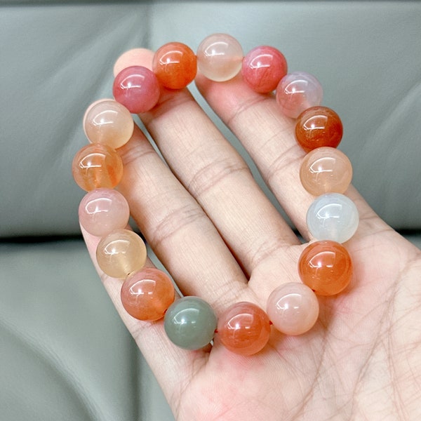 12.5-13mm, Natural YanYuan Translucent Tone Yanyuan Agate Beads Bracelet, Genuine Yanyuan Top Quality, Untreated Natural Agate