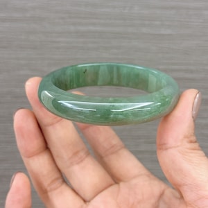 54.19mm Jade Bangle, Smooth Jadeite Bangle, Fei Cui Bangle, Untreated Icy Green, Natural Grade A Jadeite, Burmese Burma Jade