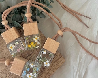 Hand Painted Car Diffuser: Floral Car Air Freshner