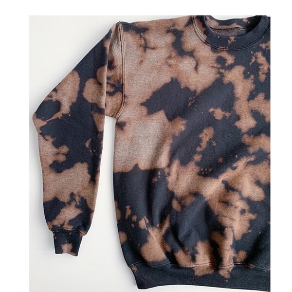 bleached crewneck, acid wash crewneck, bleached sweatshirt, oversized bleached sweatshirt, tie dye