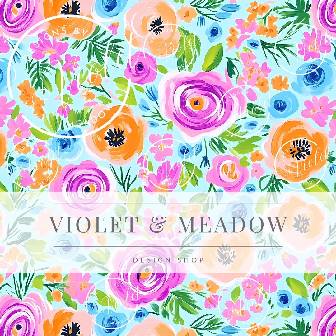 Preppy Flowers Seamless Pattern | Preppy Floral Digital Paper ...
