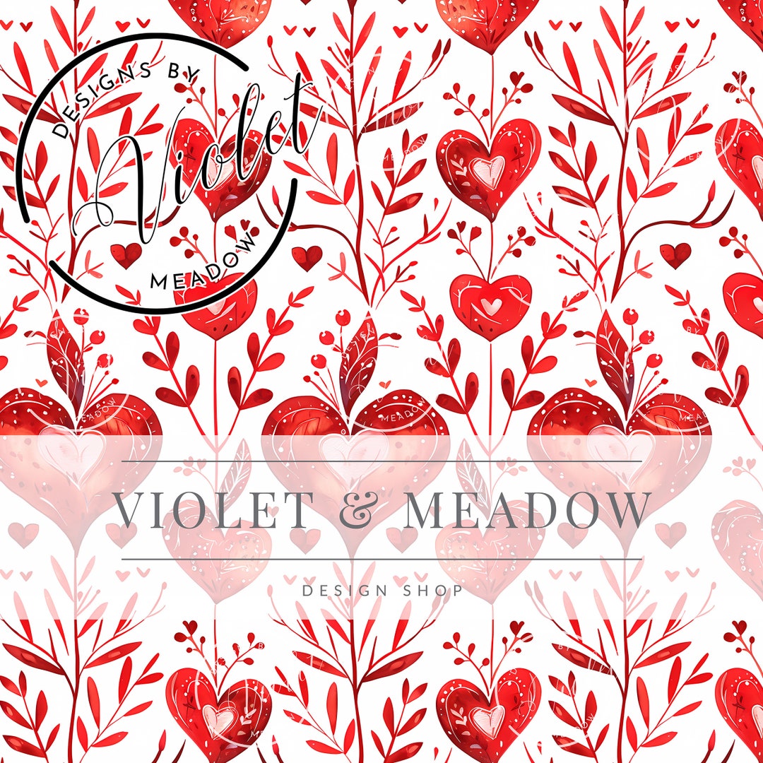Red Valentine Hearts Seamless Flowers | Flowers | Cute Seamless Repeat ...