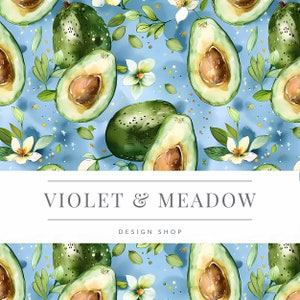 Avocado Nahtlos | Nahtloses Obst | Niedliches Nahtloses Rapportmuster | Hintergründe | Druckbares Digitales Papier | Dekorpapier | Lebhaft