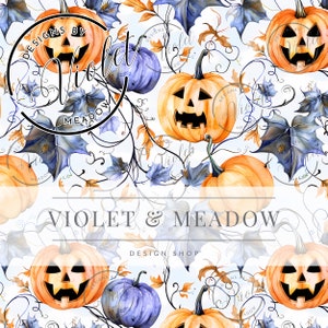 Fall Autumn Pumpkin Flower Pattern, Seamless Repeating FIle, Cottagcore, Halloween,Thanksgiving,Commercial  use,Fabric Printing, Goblincore