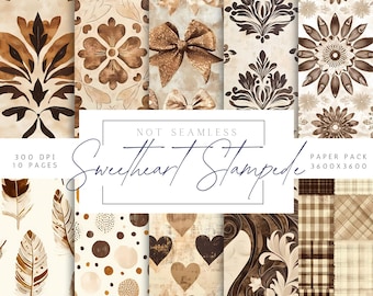 Boho Cowgirl Paper Pack | Floral Pattern | Horses and Flowers Digital Download | Printable Scrapbook Paper | Boho Papers