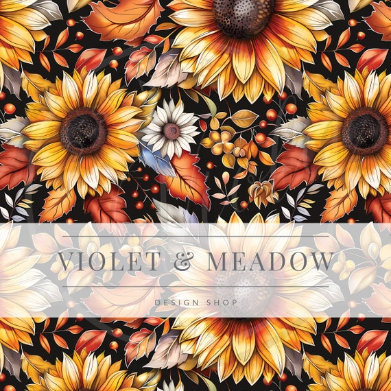 Autumn Floral Seamless Pattern, fall seamless pattern, flower seamless pattern  for fabric, digital pattern, sublimation, sunflower floral