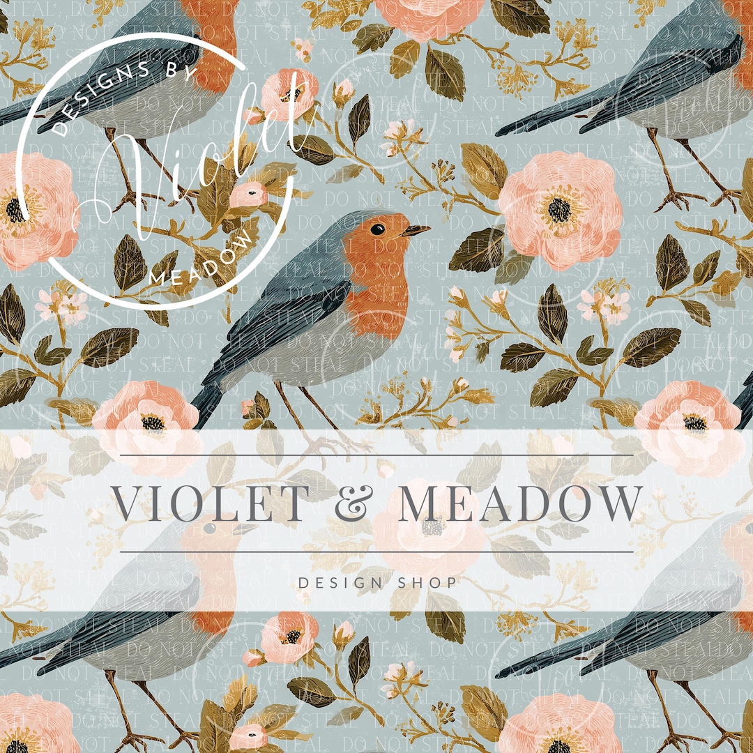 Bird Seamless Pattern Digital Paper, Cottagcore Bird Scrapbook ...
