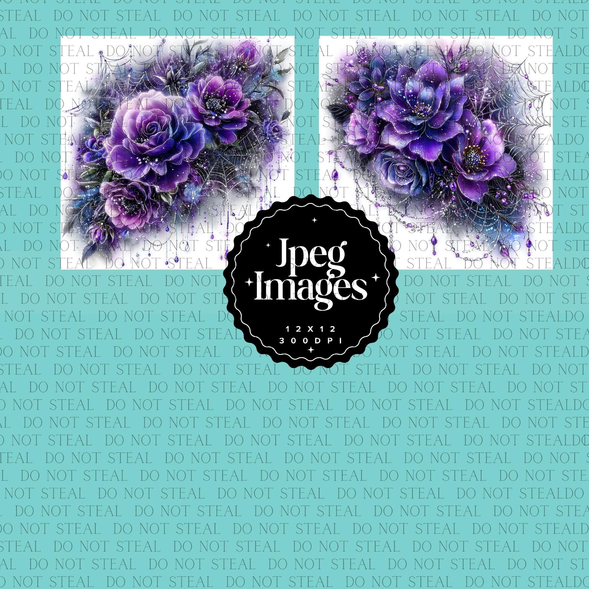 10 JPEG Gothic Floral Clipart – Purple Flower JPG – Dark Whimsical ...