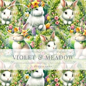 Seamless Easter Rabbit| Spring Seamless Pattern Seamless |  Florals | Fall Flowers | Surface Design For Sublimations | Digital Download