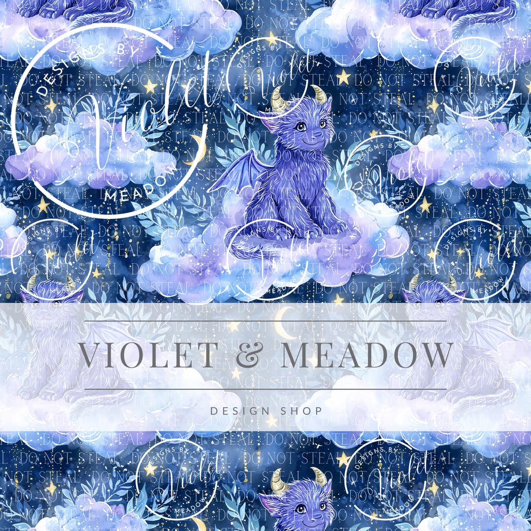 Baby Dragon | Fantasy Night | Cute Seamless Repeat Pattern ...