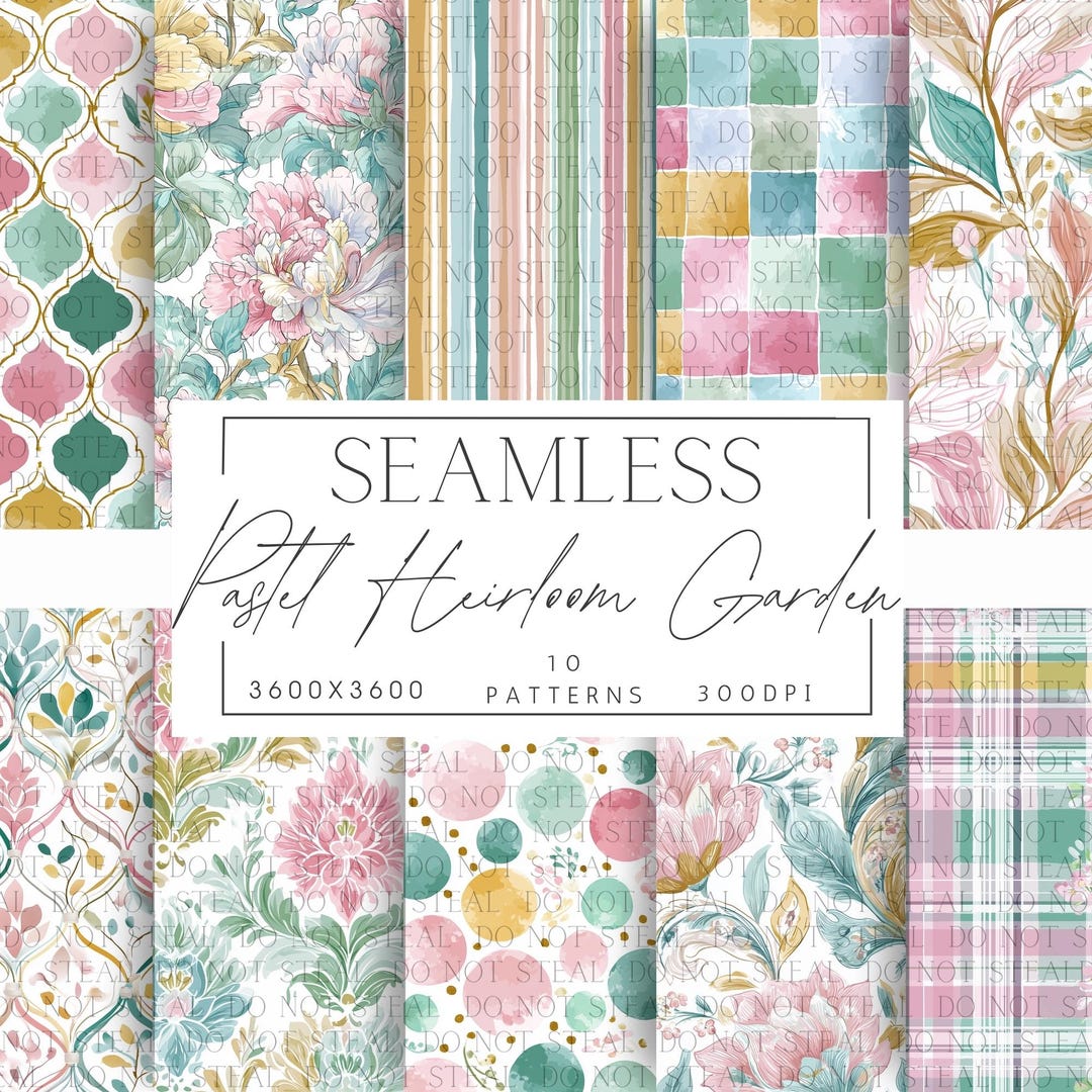 Pastel Floral Seamless Paper Pack | Elegant Garden & Damask Patterns ...