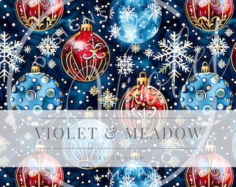 Christmas Baubles Seamless Pattern, Seamless pattern, Christmas background digital, Winter pattern, Custom fabric, Custom Christmas Gifts