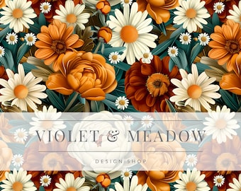 Autumn Floral Seamless Pattern | Floral Fall Seamless Pattern | Fall Seamless Pattern for fabric | Digital repeating pattern | Sublimation