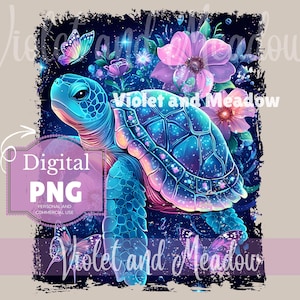 Meeresschildkröte PNG Clipart für Shirt Sublimation DTF Design Digitaler Download png, Tshirt Design, Nautische Blumen, Schildkröte Shirt Design