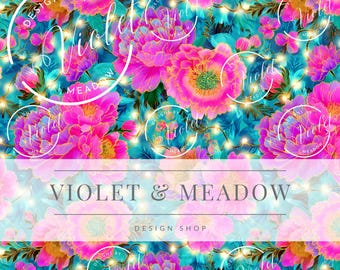 Preppy Flowers Seamless Pattern |  Preppy Floral Digital Paper | Scrapbook Paper |   Spring Botanical Print | Garden | Flower Background |