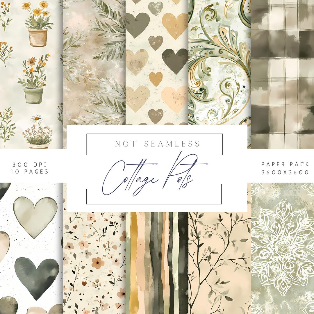 Country Cottage Paper Pack | Floral Pattern | Spring Flowers Digital ...