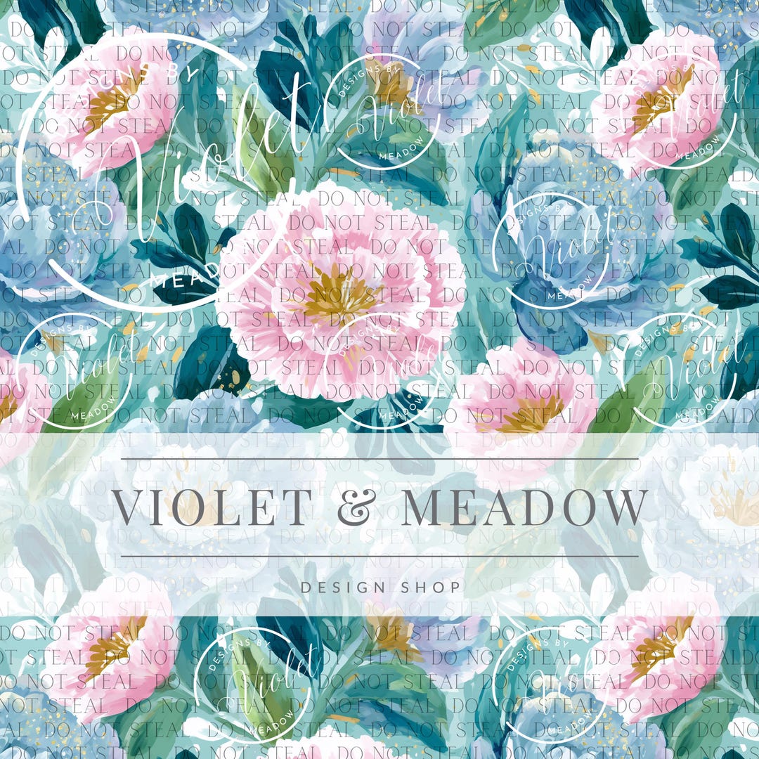 Pink and Blue Floral Seamless Pattern | Watercolor Flowers ...