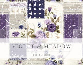 Patchwork vintage shabby chic, motivo patchwork per trapunta senza cuciture, motivo floreale cottagecore in stile fattoria delicato senza cuciture