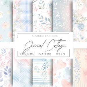 10 motivi shabby chic senza cuciture ad acquerello, carte JPEG floreali pastello, carta per bambini, motivo ripetuto digitale ad acquerello, carta vintage