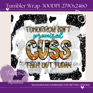 Tomorrws Not Promised Cuss Them Today  20 oz Skinny Tumbler Sublimation Design, Tumbler Wrap, Cuss Words PNG Tumbler Wrap