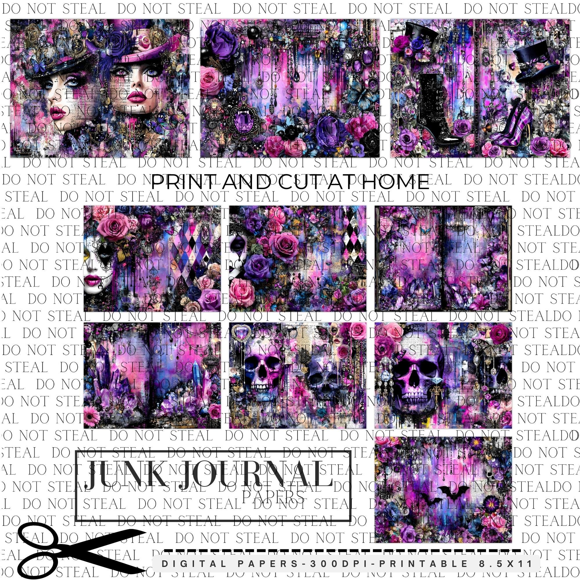Gothic Junk Journal Papers | Dark Romantic Collage Backgrounds ...