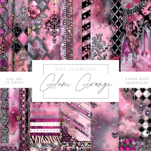 Pacchetto diario di cianfrusaglie Grunge Gothic Cottage / Motivo floreale / Fiori autunnali da scaricare digitalmente / Carta per scrapbooking stampabile / Carta per scrapbooking Boho