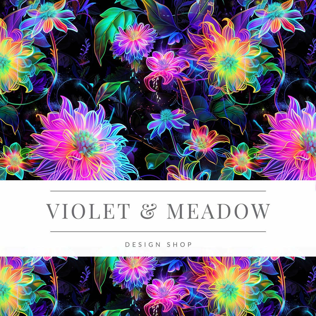 Seamless Pattern Neon Flowers Luminous Flowers| Backgrounds | Printable ...